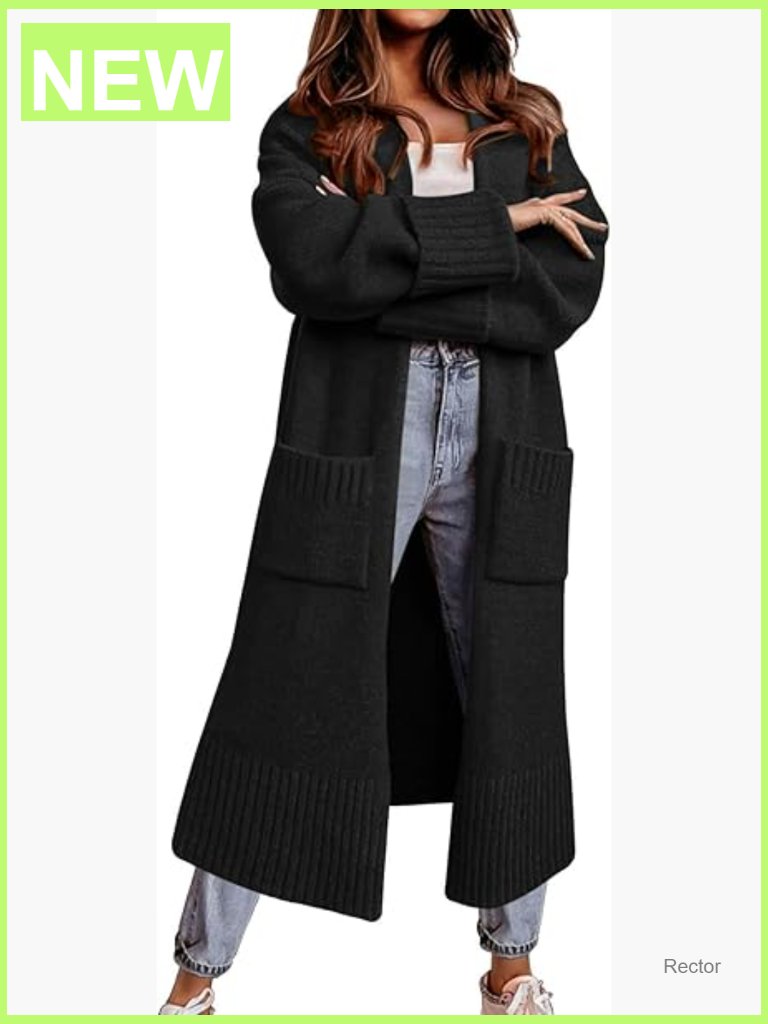 Open Front Knit Cardigan Duster Coat Oversized Long Sleeve Chunky Sweater